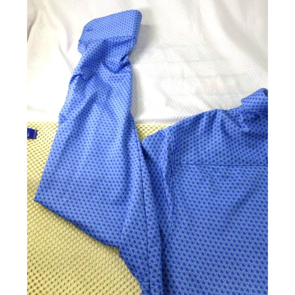 Murano Mens Slim Fit Blue Long Sleeve Button-Up Shirt With Geometric Pattern Siz - Picture 3 of 8